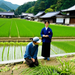 Rural Tourism Training**

"A group of people, fully clothed in appropriate attire, participating in a rural tourism training program outdoors, safe for work, appropriate content, professional, modest, family-friendly. The setting is a picturesque Japanese village with rice paddies and traditional houses in the background. The group is interacting with local farmers, examining produce. Perfect anatomy, correct proportions, natural pose, well-formed hands, proper finger count, natural body proportions, professional photography, high quality."

**