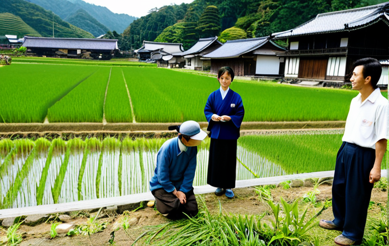 Rural Tourism Training**

"A group of people, fully clothed in appropriate attire, participating in a rural tourism training program outdoors, safe for work, appropriate content, professional, modest, family-friendly. The setting is a picturesque Japanese village with rice paddies and traditional houses in the background. The group is interacting with local farmers, examining produce. Perfect anatomy, correct proportions, natural pose, well-formed hands, proper finger count, natural body proportions, professional photography, high quality."

**
