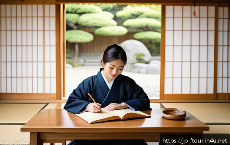 농촌관광지도사 자격증 공부 계획 - A cozy Japanese home study scene featuring a young adult sitting at a wooden desk by a window with s...